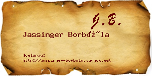 Jassinger Borbála névjegykártya